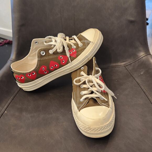 Comme De Garcon Play Mens Converse Olive size 8 - Picture 5 of 8